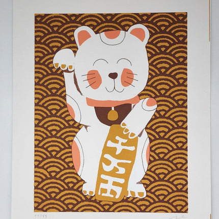 Lucky Cat Silkscreen Print by Nate Duval