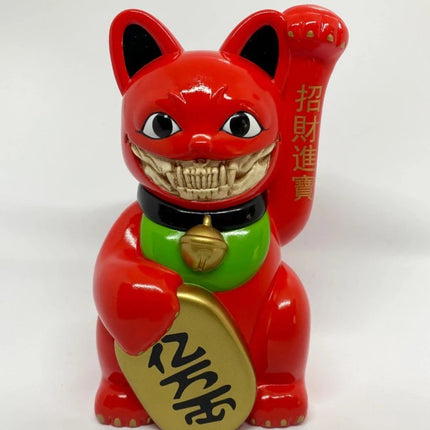 Lucky Cat Grin Convention Red Art Toy Sculpture by Ron English