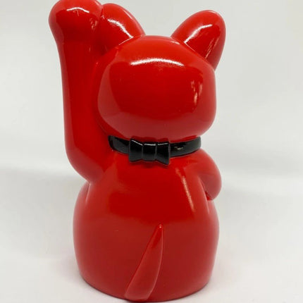 Lucky Cat Grin Convention Red Art Toy Sculpture by Ron English
