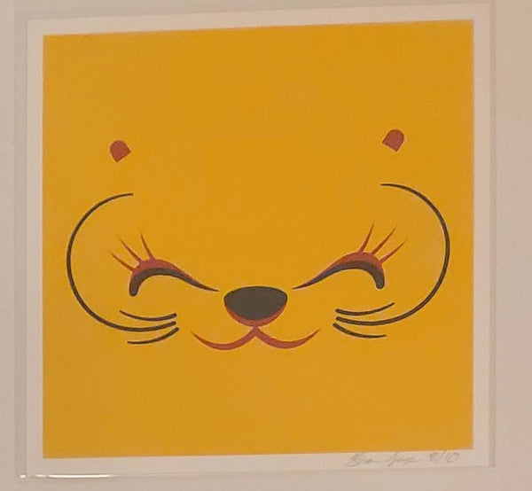 Impresión giclée amarilla del gato de la suerte de Shane Jessup