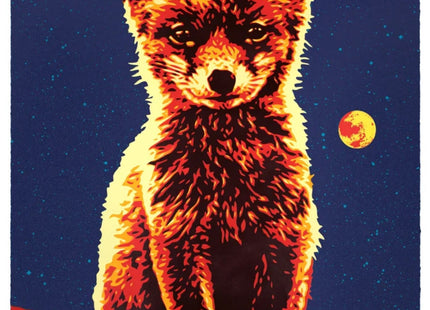 Luna Fox Round Midnight HPM Stencil Silkscreen Print by Ernesto Yerena Montejano- Hecho Con Ganas