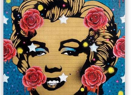 Marilyn Golden Icon Red White & Blue Blotter Paper Archival Print by Copyright