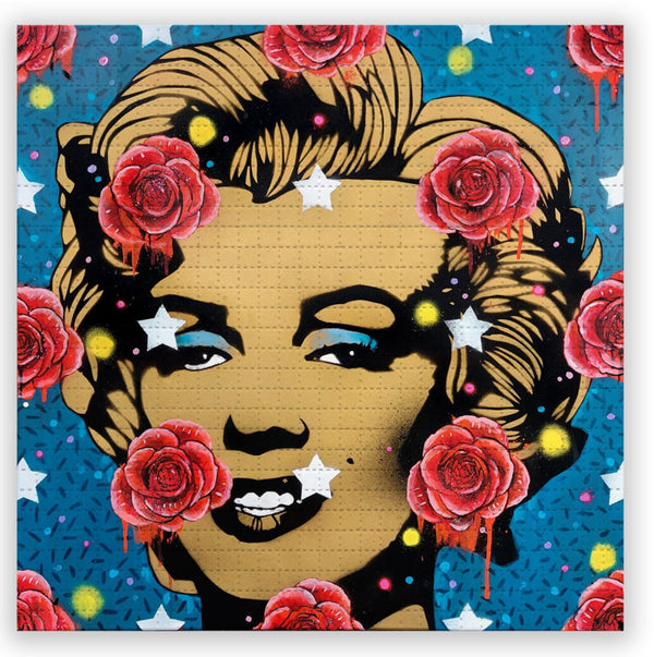 Marilyn Golden Icon Red White &amp; Blue Blotter Paper Archival Print by Copyright