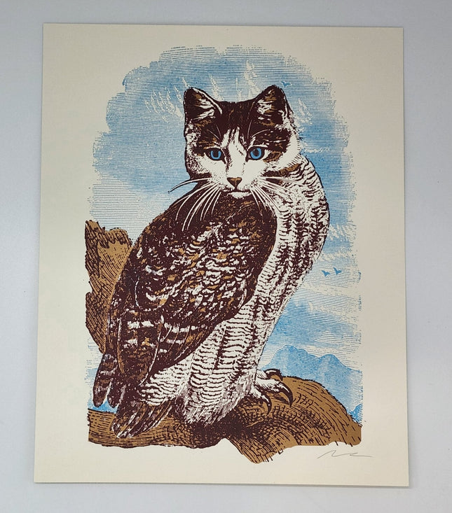 Meowl Silkscreen Print by Nate Duval