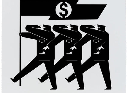 Money and Power- White Silkscreen Print by Cleon Peterson