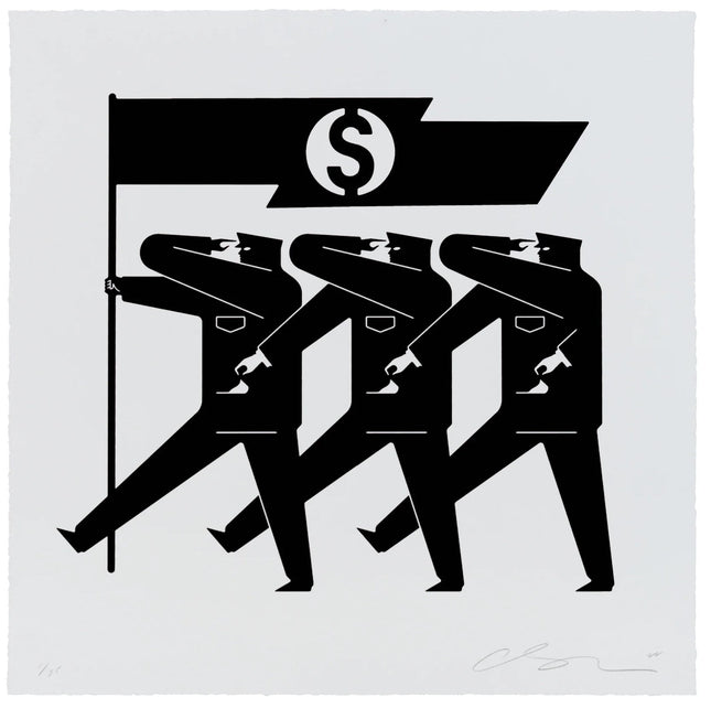 Money and Power- White Silkscreen Print by Cleon Peterson