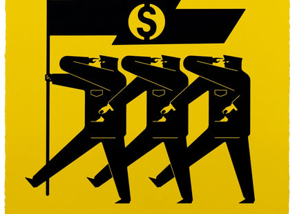 Money and Power- Yellow Silkscreen Print by Cleon Peterson