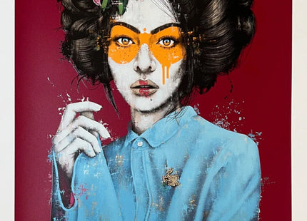 Mossiae Burgundy Silkscreen Print by Fin DAC