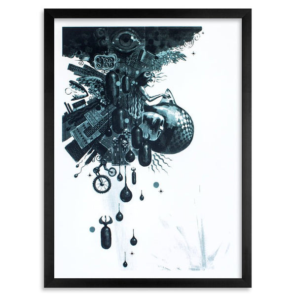 Serigrafía azul musa del mundo de Glenn Barr