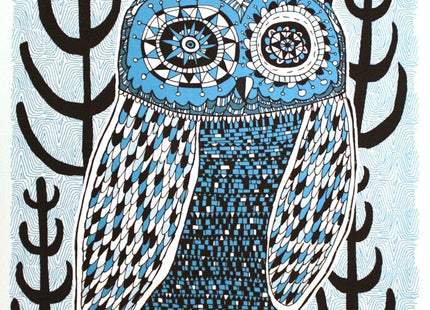 Night Owl 6x8 Blue Silkscreen Print by Nate Duval