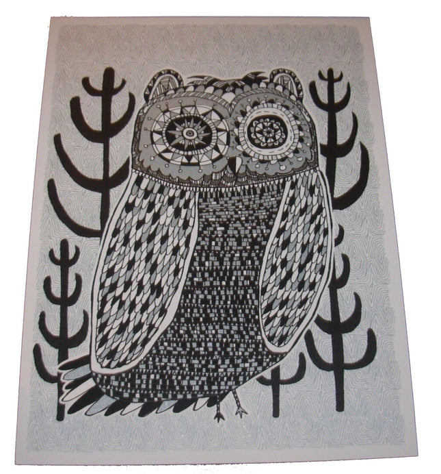 Night Owl 6x8 Silver Silkscreen Print by Nate Duval