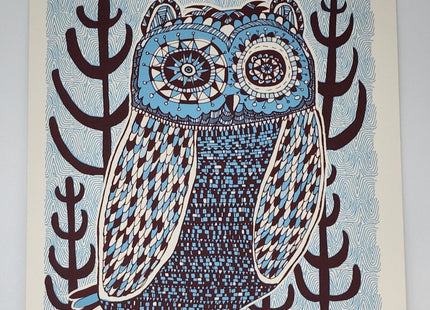 Night Owl Blue Silkscreen Print by Nate Duval