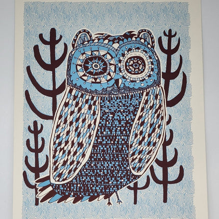 Night Owl Blue Silkscreen Print by Nate Duval