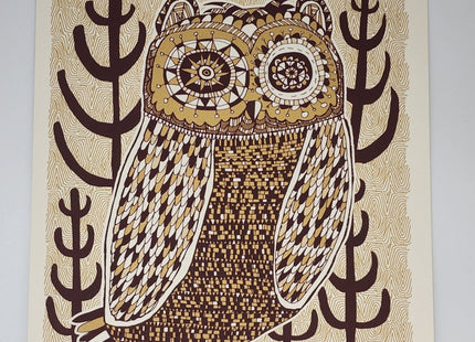 Night Owl Gold Silkscreen Print by Nate Duval