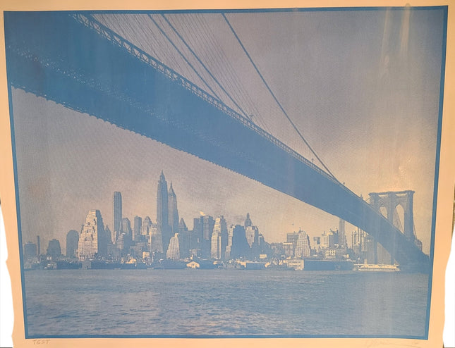 No Sleep Till Brooklyn Test Blue Silkscreen Print by Tim Oliveira