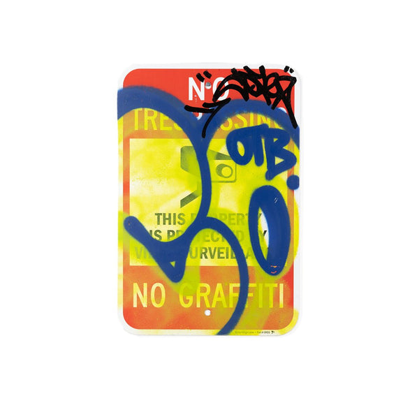 No Trespassing No Graffiti 12x18 III Original Street Sign Graffiti Painting by Cope2- Fernando Carlo