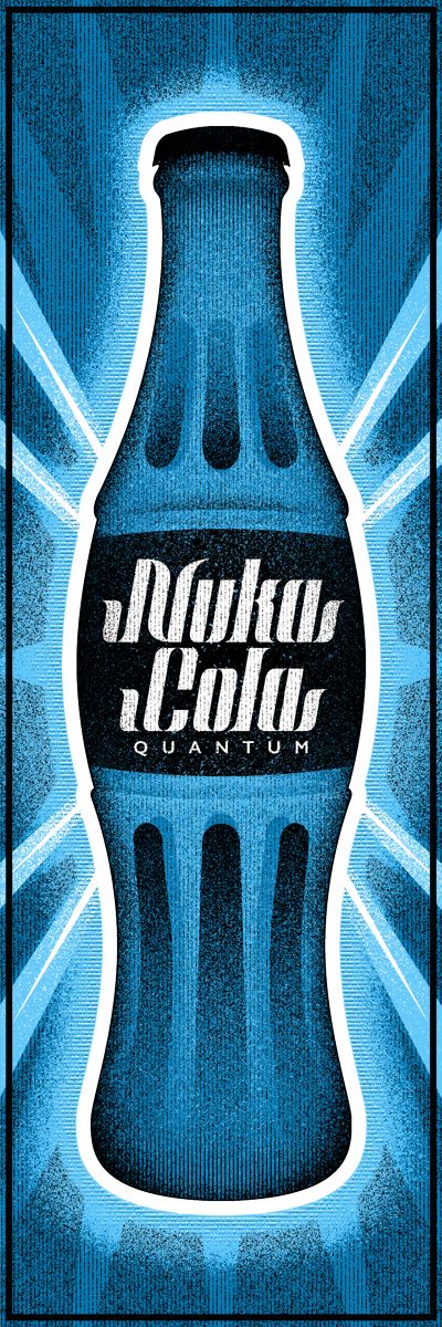 Nuka Cola Quantum GID Blue AP Silkscreen Print by Ron Guyatt