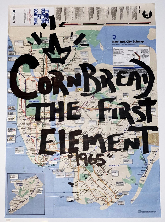 NYC MTA Map 1st Element 1965 Original Marker Drawing by Cornbread- Darryl McCray