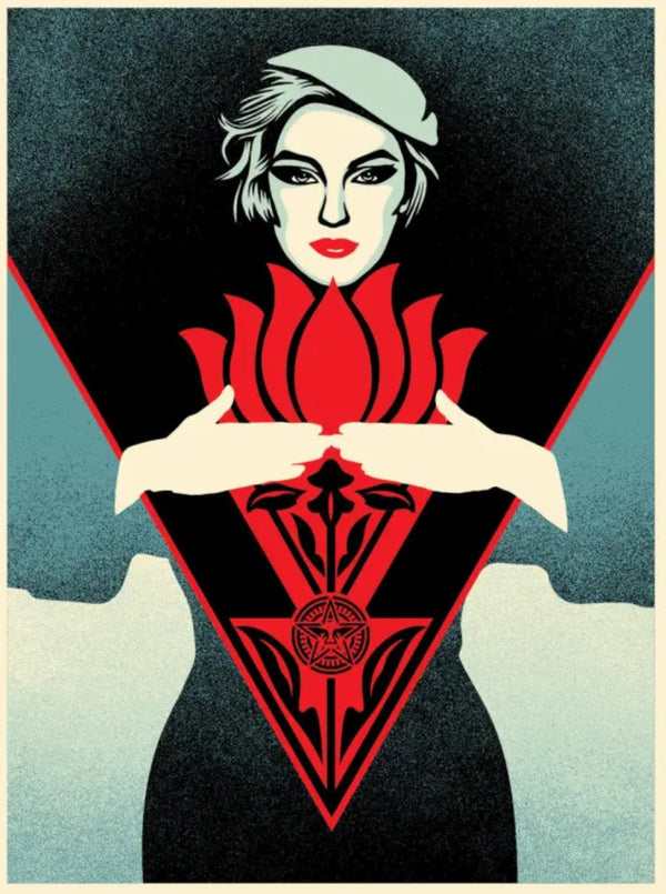 Obey Noir Flower Woman- Blue Silkscreen Print by Shepard Fairey- OBEY