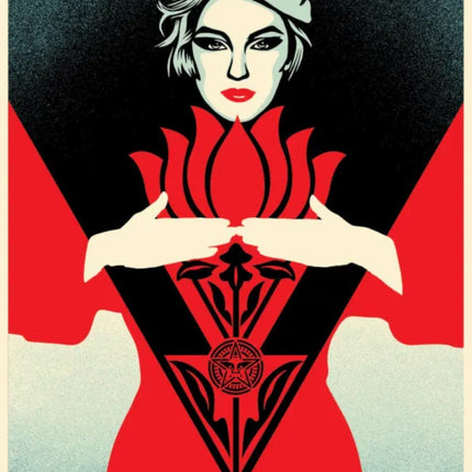 Obey Noir Flower Woman- Red Silkscreen Print by Shepard Fairey- OBEY