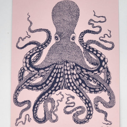 Octopus Pink Silkscreen Print by Nate Duval