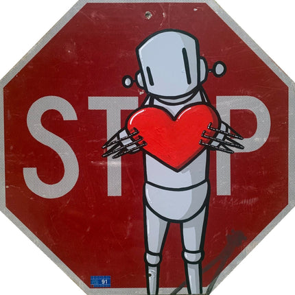 On a Heartbeat Original Street Sign Painting by Chris RWK