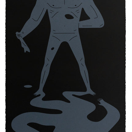 On the Shady Side of the Street- Black on Black Silkscreen Print by Cleon Peterson