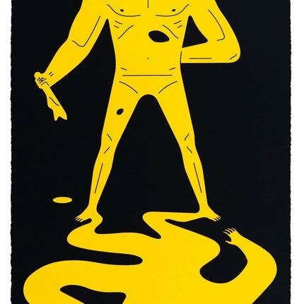 On the Shady Side of the Street- Black on Yellow Silkscreen Print by Cleon Peterson