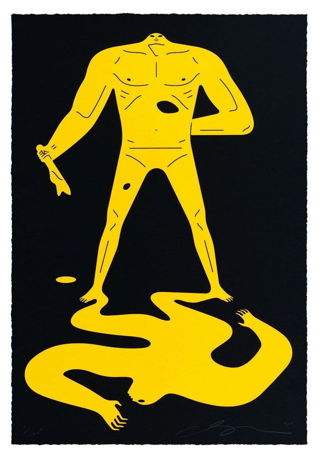 On the Shady Side of the Street- Black on Yellow Silkscreen Print by Cleon Peterson