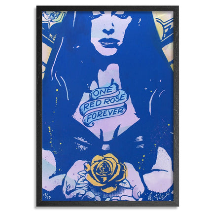 One Rose Blue Silkscreen Print by Copyright
