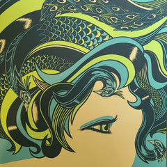 Peacock Girl Green Silkscreen Print by John Vogl