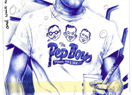 Pep Boys Original Pen Drawing by Mark Powell