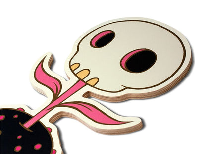 Pink Skull Flower AP Laser Cut Wood Archival Print by Tara McPherson