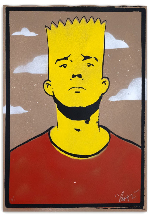 Pop Bart Hand-Painted Variant VI HPM Stencil Silkscreen Print by Copyright