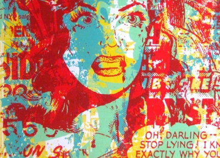 Pretending to Be In Love Red Silkscreen Print by Greg Gossel