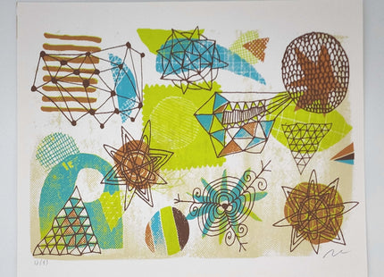 Retro Abstract Geometric Silkscreen Print by Nate Duval