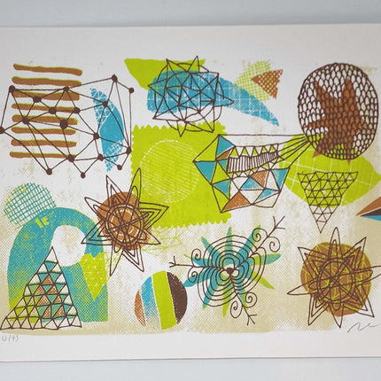 Retro Abstract Geometric Silkscreen Print by Nate Duval