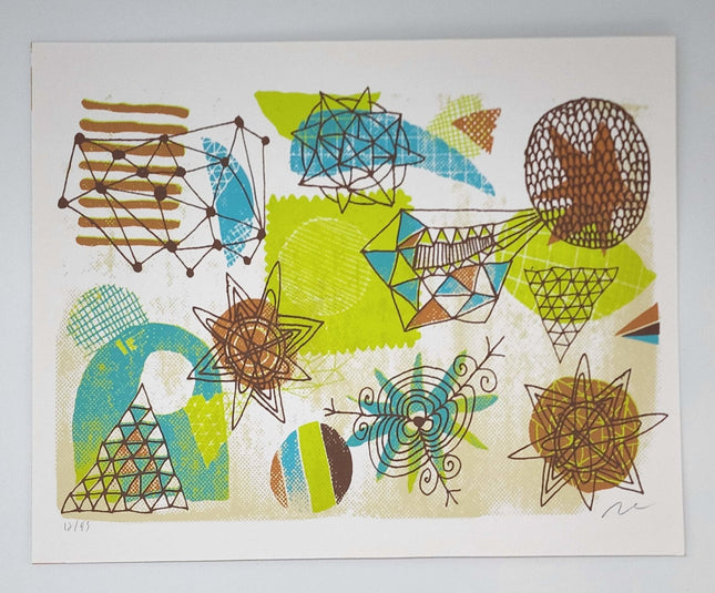 Retro Abstract Geometric Silkscreen Print by Nate Duval