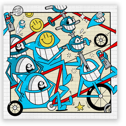 Riding In The Neighbourhood Blotter Paper Archival Print by El Pez