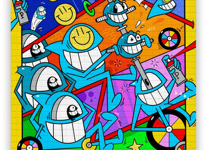 Riding In The Neighbourhood Yellow Blotter Paper Archival Print by El Pez