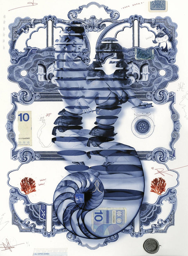 Anneaux de Saturne en bleu orné #2 HPM Giclee Print par Handiedan