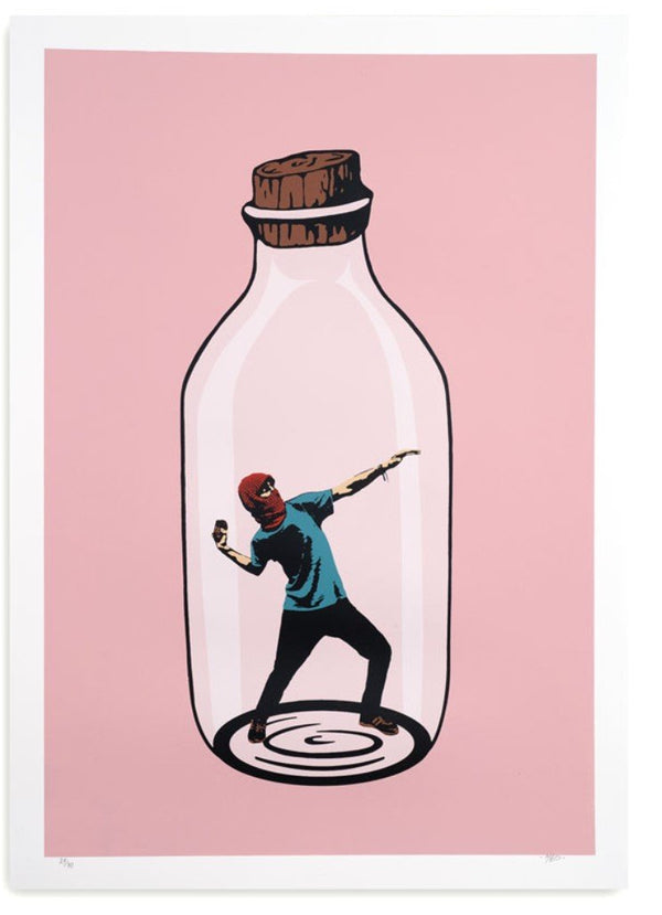 Rise Against the System Pink Silkscreen Print by MAD