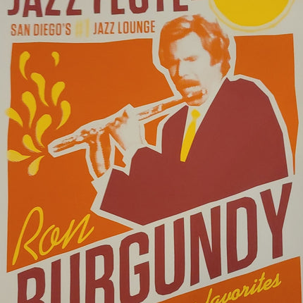 Ron Burgundy Jazz Flute At Tino's Silkscreen by by Aled Lewis