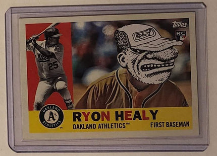 Ryon Healy OLY Man Athletics Original Collage Baseball Card Art by Pat Riot