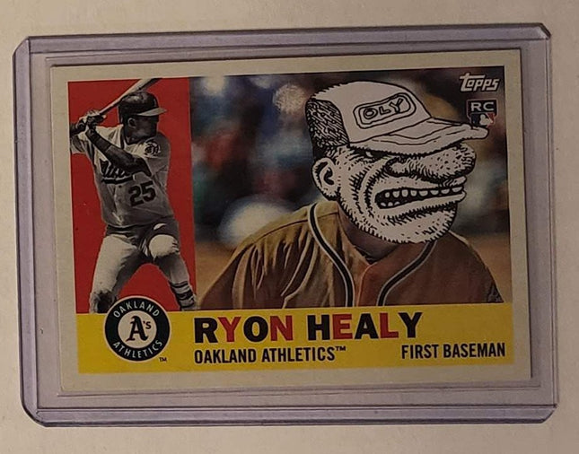 Ryon Healy OLY Man Athletics Original Collage Baseball Card Art by Pat Riot