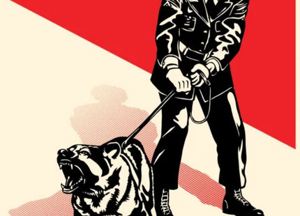 Sadistic Dog Walker- Red Silkscreen Print by Shepard Fairey- OBEY