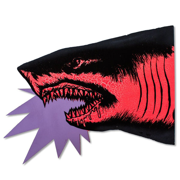 Shark Head Red Fluorescent HPM Wood Print by Shark Toof