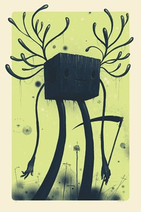 Silhouetted Reaper Morning Dew Green Silkscreen Print by Jeff Soto