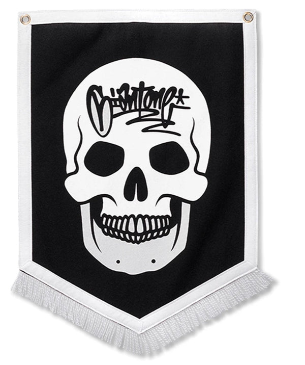 Tapiz de banderín con estampado de serigrafía de calavera de Mike Giant