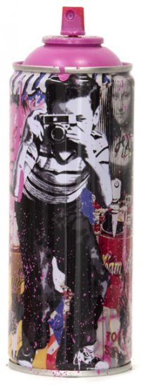 Smile Pink Spray Paint Can Sculpture by Mr Brainwash- Thierry Guetta